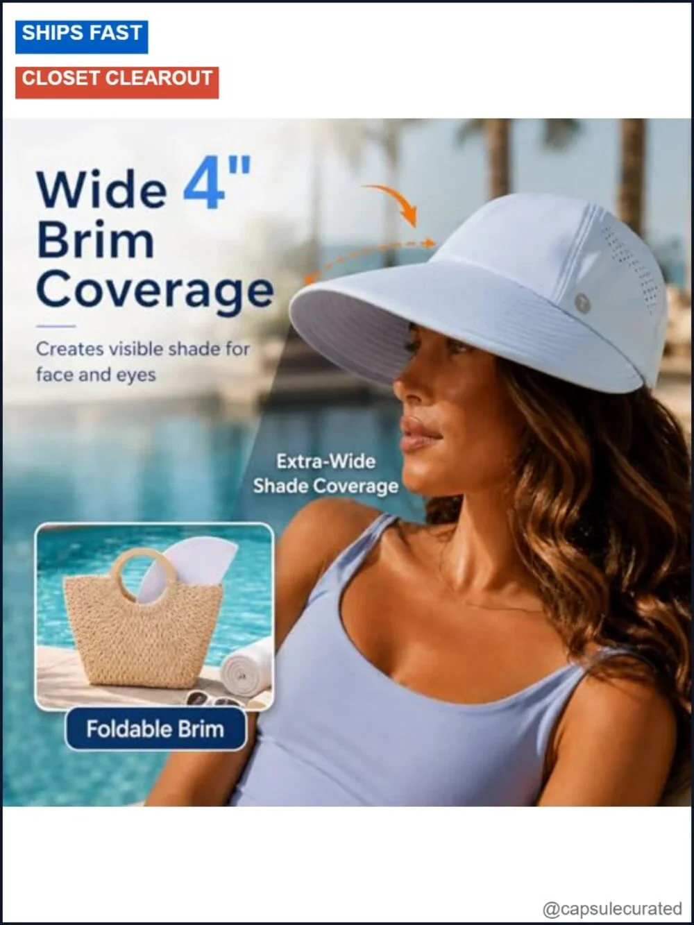 Women's Cooling Sun Hat Wide Brim Packable UV Protection Ponytail Baseball Cap